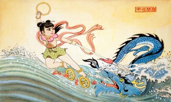 Nezha conquers the Dragon king Na Tra náo hải 600x358 - Top 7 phim hoạt hình Trung Quốc là tuổi thơ của nhiều tín đồ